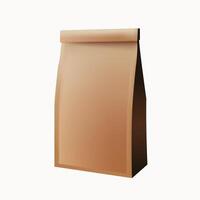 Brown craft paper bag packaging template isolated on white background. Packaging template mockup collection. Stand-up pouch Half Side view package vector