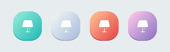 Table lamp solid icon in flat design style. Light signs illustration. vector