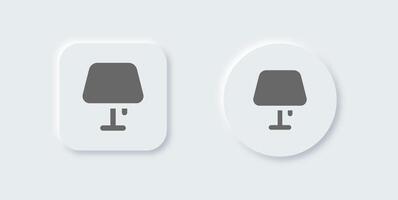 Table lamp solid icon in neomorphic design style. Light signs illustration. vector