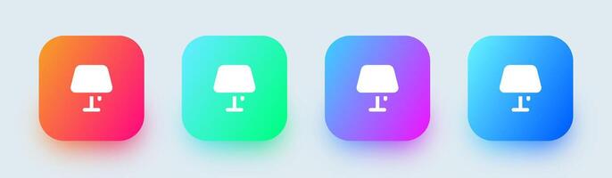 Table lamp solid icon in square gradient colors. Light signs illustration. vector
