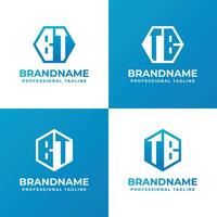 Letters BT and TB Hexagon Logo Set, suitable for business with BT or TB initials vector