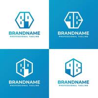 Letters BQ and QB Hexagon Logo Set, suitable for business with BQ or QB initials vector