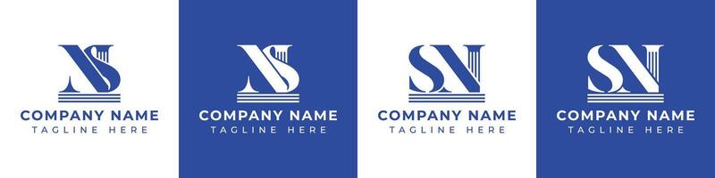 Letters NS and SN Pillar Logo, suitable for business with NS and SN related to Pillar vector