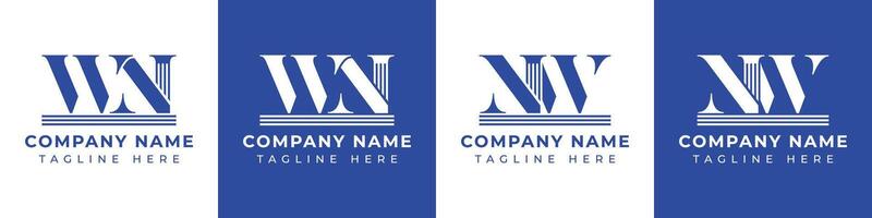 Letters NW and WN Pillar Logo, suitable for business with NW and WN related to Pillar vector