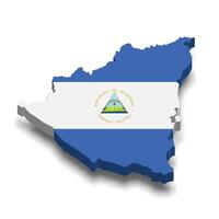 Nicaragua 3d flag map on white background vector