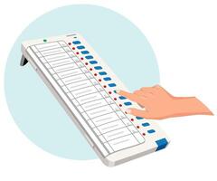 Man casting vote on EVM machine vector