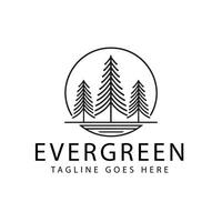 Pine Hemlock Fir, Simple Pine Tree with a Vintage Line Art Logo Design. vector