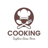 Illustration of a chef's hat and crossed spoon and fork can be used for a cake shop logo vector