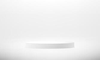 White cylinder pedestal podium. Space for selling products on the website. Template mock up for display of product. Business backdrop. Stage for showcase. illustration. vector