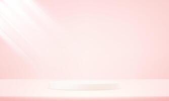 Pink studio room background. Pink background 3d with podium. Minimal scene for product display presentation. Empty room with light effect. stand for products. illustration. vector