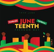 Juneteenth Freedom day. 19th June as Juneteenth day banner with abstract art. African American freedom day, Emancipation Day banner, social media post to celebrate end of slavery in US. vector