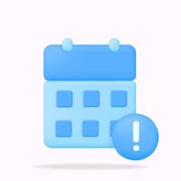 illustration of 3d icon, calendar with important days marked with signs and notifications vector