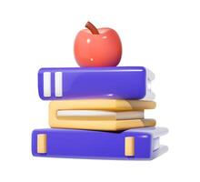 Stack of books with apple on top. vector
