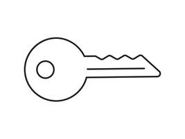 Key icon for house representation, isolated against a white background. This simple symbol evokes a sense of warmth and security, embodying the concept of home. vector
