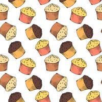 Line beige muffin cupcake pattern seamless, fextile, fabric, wrapping paper, wallpaper, cafe vector