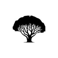 silhouette tree line drawing, graphics tree elements outline symbol for architecture and landscape design drawing. vector