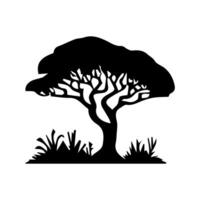 silhouette tree line drawing, graphics tree elements outline symbol for architecture and landscape design drawing. vector