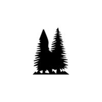 silhouette tree line drawing, graphics tree elements outline symbol for architecture and landscape design drawing. vector