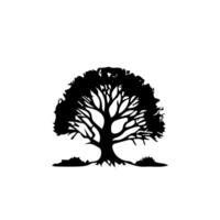 silhouette tree line drawing, graphics tree elements outline symbol for architecture and landscape design drawing. vector
