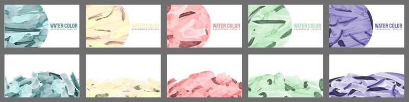 Bundle set of colorful watercolor abstract backgrounds for business card or flyer template vector