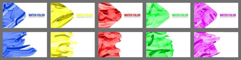 Bundle set of colorful watercolor abstract backgrounds for business card or flyer template vector