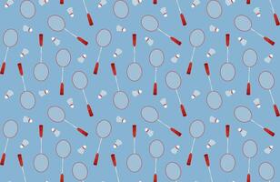 Seamless pattern with summer sport and badmint fun. Sports equipment badminton racket and shuttlecock. Seamless pattern vector