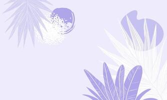lavender colored background with abstract tropical botanical elements creates a soothing ambience, ideal for relaxation themes or subtle backgrounds vector