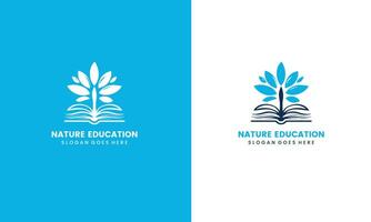 nature education with tree and book combination sing symbol icon pro vector