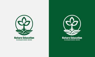 nature education with tree and book combination sing symbol icon pro vector