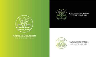 nature education with tree and book combination sing symbol icon pro vector