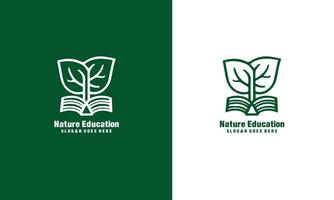 nature education with tree and book combination sing symbol icon pro vector