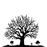 silhouette tree line drawing, graphics tree elements outline symbol for architecture and landscape design drawing. vector