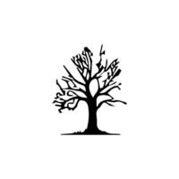 silhouette tree line drawing, graphics tree elements outline symbol for architecture and landscape design drawing. vector