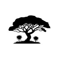 silhouette tree line drawing, graphics tree elements outline symbol for architecture and landscape design drawing. vector