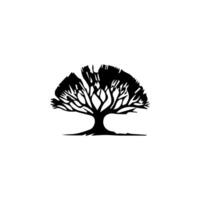 silhouette tree line drawing, graphics tree elements outline symbol for architecture and landscape design drawing. vector
