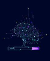 Illustration of abstract stream information with cyan line and dot. Big data, technology, AI, data transfer, data flow, large language model vector