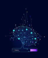 Illustration of abstract stream information with cyan line and dot. Big data, technology, AI, data transfer, data flow, large language model vector