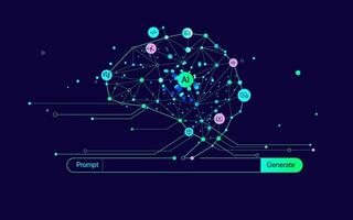 Illustration of abstract stream information with cyan line and dot. Big data, technology, AI, data transfer, data flow, large language model vector