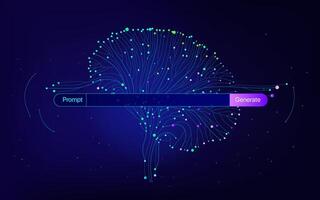 Illustration of abstract stream information with cyan line and dot. Big data, technology, AI, data transfer, data flow, large language model vector