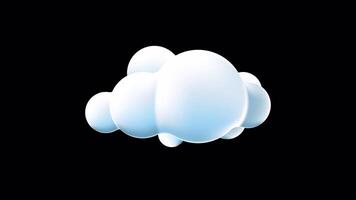 3d cloud animation. Cartoon fluffy cloud icon. Cartoon cloud. Realistic fluffy cloud. 4K seamless loop animation. Transparent background with alpha channel video
