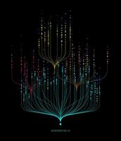 Illustration of abstract stream information with cyan line and dot. Big data, technology, AI, data transfer, data flow, large language model vector