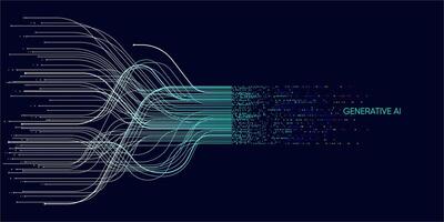 Illustration of abstract stream. Artificial intelligence. Big data, technology, AI, data transfer, data flow, large language model vector