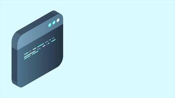 Source code isometric animation. Abstract programming language and program code on a screen. Motion graphic. 4K animated in isometric style video