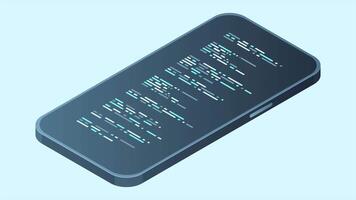 Isometric smartphone animation. Simple flat isometric phone. Smartphone device isometric technology. 4K animated in isometric style video