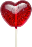 Heart-Shaped Red Lollipop Close-Up. png