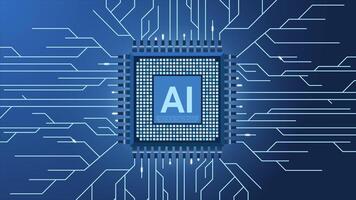 Artificial intelligence micro chip animation. Quantum computing. Digital technology artificial intelligence concept design. Abstract futuristic hitech style. Motion graphic video
