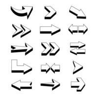 Set of new style black arrows isolated on white. Arrow icon. Arrows illustration collection. Black arrows icons set isolated on white background. vector