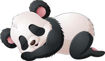 Cartoon panda sleeping on white background vector