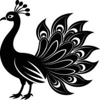 Pretty peacock silhouette cartoon illustration vector