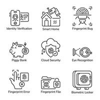 Set of Biometric Authentication Linear Icons vector